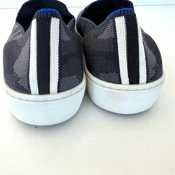 ROTHY’S The Original Slip On Grey Camouflage Blue Trim Comfy Sneakers Sz 6 - Picture 15 of 16